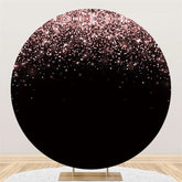 Lofaris Glitter Pink Black Theme Happy Birthday Circle Backdrop